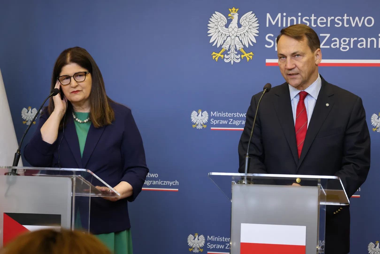 W Warszawie odbyło się spotkanie szefów dyplomacji Polski i Palestyny. Fot. PAP/	Albert Zawada