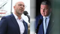 Minister sportu i turystyki Jakub Rutnicki i prezes PKOl Radosław Piesiewicz. Fot. PAP/Marcin Obara/Radek Pietruszka