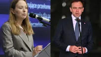Katarzyna Pełczyńska-Nałęcz (L) i Andrzej Domański (P). Fot. PAP/Rafał Guz/Marcin Gadomski
