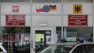 Świecko, 30.05.2023. Przejście graniczne polsko-niemieckie w Świecku, gdzie 30 bm. odbyła sie konferencja ws. ochrony granic oraz zapobiegania nielegalnej migracji, Fot. PAP/Lech Muszyński