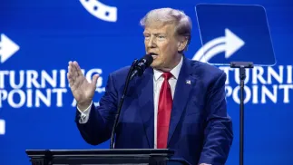 Donald Trump podczas konferencji prasowej w West Palm Beach na Florydzie, fot. PAP/EPA/CRISTOBAL HERRERA-ULASHKEVICH