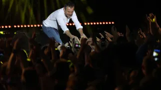 Solista Okean Elzy na koncercie w Kijowie. Fot. PAP/EPA/TATYANA ZENKOVICH