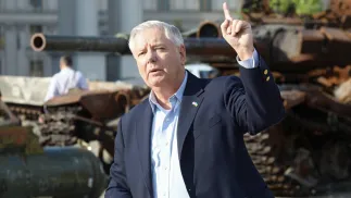 Senator Lindsey Graham podczas wizyty w Kijowie Fot. Volodymyr Tarasov/PAP/UKRINFORM