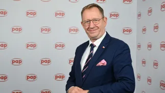 Minister rolnictwa i rozwoju wsi Robert Telus podczas wywiadu dla Polskiej Agencji Prasowej w trakcie XXXII Forum Ekonomicznego w Karpaczu, fot. PAP/Radek Pietruszka