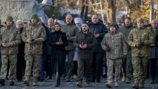 Prezydent Ukrainy Wołodymyr Zełenski wraz z pierwszą damą Ukrainy Ołeną Zełenską, fot. PAP/Viacheslav Ratynskyi