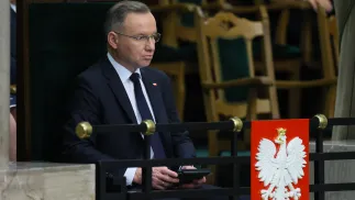 Prezydent RP Andrzej Duda na sali obrad Sejmu w Warszawie, fot. PAP/Leszek Szymański