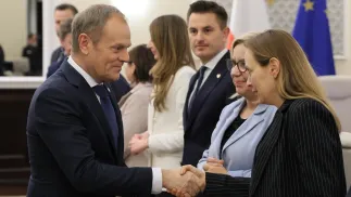 Premier Donald Tusk i Katarzyna Pełczyńska-Nałęcz Fot. PAP/Paweł Supernak