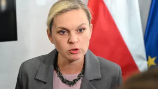Ministra edukacji narodowej Barbara Nowacka podczas konferencji „Edukacja zdrowotna – korzyści na całe życie”, fot. PAP/Radek Pietruszka