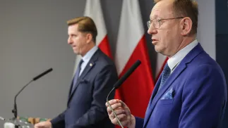 Former Polish Agriculture Minister Rober Telus and his deputy Rafal Romanowski. Photo/PAP/Tomasz Gzell