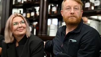 Reżyserzy filmu "Chłopi", polskiego kandydata do Oscara, DK Welchman i Hugh Welchman. Fot. PAP/Piotr Polak