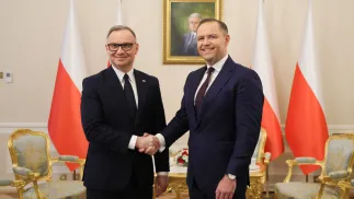 Andrzej Duda (L) i Karol Nawrocki (P). Fot. PAP/Paweł Supernak