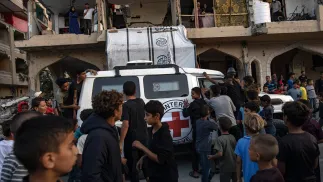 Wydanie ciał zakładników przez Hamas, fot. PAP/EPA/HAITHAM IMAD