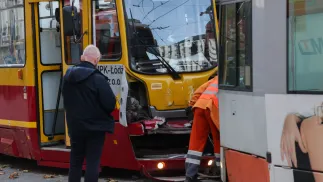 Tramwajami podróżowało ok. 120 osób. Fot. PAP/	Marian Zubrzycki 