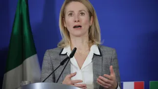 Kaja Kallas. Fot. PAP/EPA/	HANNIBAL HANSCHKE