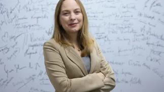 Minister funduszy i polityki regionalnej Katarzyna Pełczyńska-Nałęcz w siedzibie Polskiej Agencji Prasowej. Fot. PAP/Rafał Guz