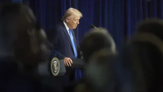 Prezydent Donald Trump po spotkaniu z Wołodymyrem Zełenskim Fot. PAP/EPA/PRESIDENTIAL PRESS SERVICE 