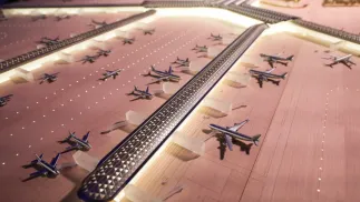 Prezentacja koncepcji architektonicznej terminala lotniska CPK. Fot. PAP/Paweł Supernak