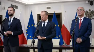 Władysław Kosiniak-Kamysz, Donald Tusk i Włodzimierz Czarzasty, fot. PAP/Marcin Obara