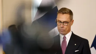 Prezydent Finlandii Alexander Stubb. Fot. PAP/EPA/TOMS KALNINS