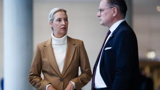 Liderzy AfD Alice Weidel i Tino Chrupalla. Fot. PAP/EPA/CLEMENS BILAN