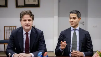 Lider CDA Henri Bontenbal i lider D66 Rob Jetten. Fot. PAP/EPA/SEM VAN DER WAL