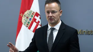 Szef MSZ Węgier Peter Szijjarto, fot. PAP/EPA/WAEL HAMZEH