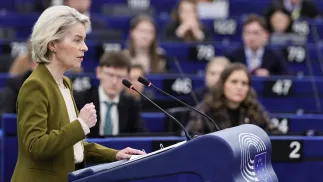 Przewodnicząca Komisji Europejskiej Ursula von der Leyen. Fot. PAP/EPA/	RONALD WITTEK