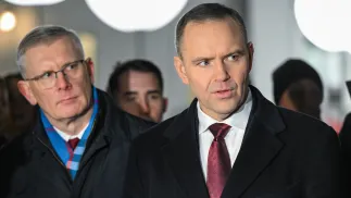 Prezydent Karol Nawrocki oraz szef Biura Bezpieczeństwa Narodowego Sławomir Cenckiewicz. Fot. PAP/Radek Pietruszka