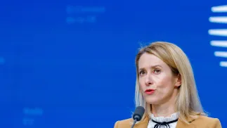 Szefowa unijnej dyplomacji Kaja Kallas. Fot. PAP/EPA/	OLIVIER MATTHYS