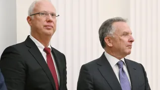 Кирило Дмитрієв і Стів Віткофф. Fot. PAP/EPA/KRISTINA KORMILITSINA / SPUTNIK / KREMLIN POOL 