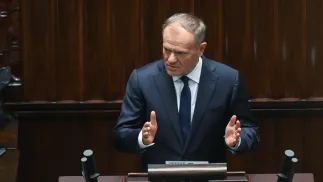 Прем'єр-міністр Польщі Дональд Туск під час виступу в Сеймі. Fot. PAP/Piotr Nowak