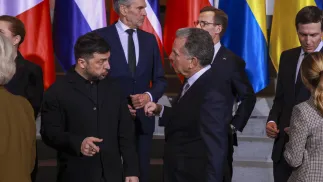 Szczyt w Berlinie. Wołodymyr Zełenski i specjalny wysłannik Trumpa, Steve Witkofff, fot. PAP/EPA/EPA POOL/CLEMENS BILAN / POOL