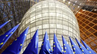 Прапори ЄС. Fot. PAP/EPA/OLIVIER MATTHYS (фотоілюстрація)