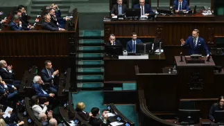 Szef Kancelarii Prezydenta RP Zbigniew Bogucki przemawia na sali obrad Sejmu, fot. PAP/Piotr Nowak