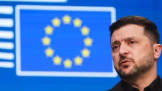 Wołodymyr Zełenski Fot. PAP/EPA/OLIVIER HOSLET