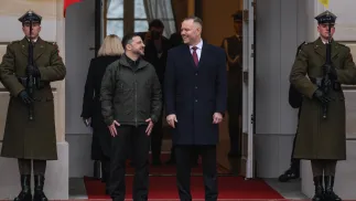  Prezydent Karol Nawrocki oraz prezydent Ukrainy Wołodymyr Zełenski. Fot. PAP/Paweł Supernak