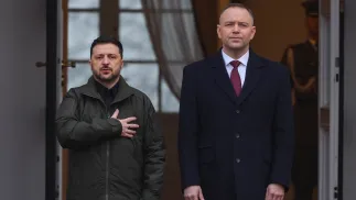  Prezydent Karol Nawrocki oraz prezydent Ukrainy Wołodymyr Zełenski. Fot. PAP/Paweł Supernak