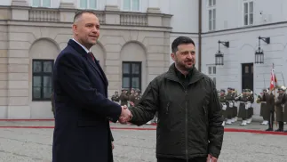 Кароль Навроцький і Володимир Зеленський. Fot. PAP/Paweł Supernak