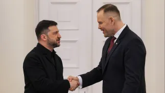 Wołodymyr Zełenski i Karol Nawrocki Fot. PAP/Paweł Supernak