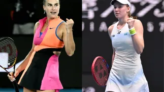 Aryna Sabalenka; Jelena Rybakina. Fot. PAP/EPA/JOEL CARRETT/JAMES ROSS