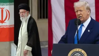 Ali Chemenei i Donald Trump, fot. PAP/EPA/STR, fot. PAP/EPA/JIM LO SCALZO