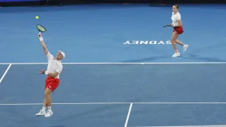 Katarzyna Kawa (P) i Jan Zieliński (L). Fot. EPA/MARK EVANS