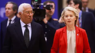 Antonio Costa, Ursula von der Leyen. Fot. PAP/ EPA/OLIVIER HOSLET 