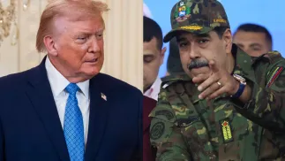 Prezydent USA Donald Trump i prezydent Wenezueli Nicolas Maduro. Fot. PAP/EPA/JIM LO SCALZO/MIGUEL GUTIERREZ