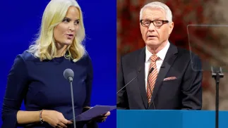 Mette-Marit, Thorbjoern Jagland . Fot. PAP/EPA/RONALD WITTEK, CORNELIUS POPPE 