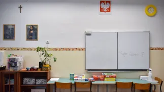 Pusta klasa szkolna Fot. PAP/Wojtek Jargiło