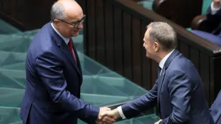 Marszałek Sejmu Włodzimierz Czarzasty i premier Donald Tusk. Fot. PAP/Paweł Supernak