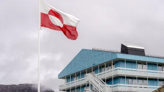 Прапор Гренландії, фотоілюстрація. Fot. PAP/EPA/Ida Marie Odgaard