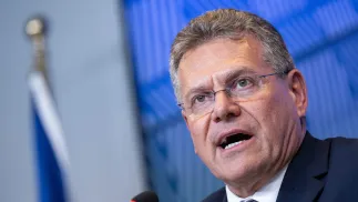 Unijny komisarz ds. handlu Marosz Szefczovicz. Fot. PAP/	Wiktor Dąbkowski