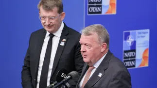 Віцепрем'єр Данії Троельс Лунд Поульсен і міністр закордонних справ цієї країни Ларс Люке Расмуссен. Fot. PAP/Paweł Supernak